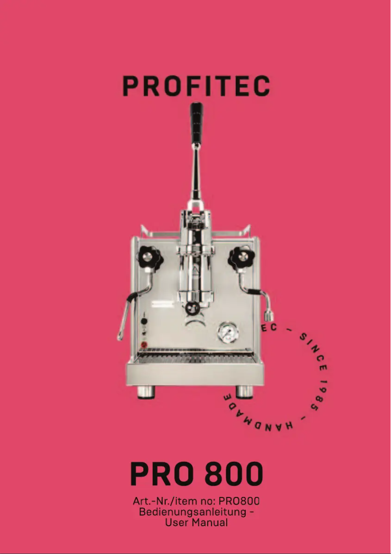 Page n°1 - Manuel utilisateur Profitec Pro 800