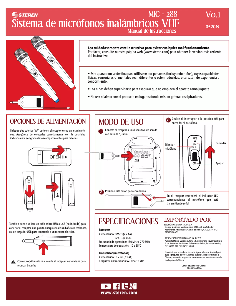 Page 1 de la notice Manuel utilisateur Steren MIC-288