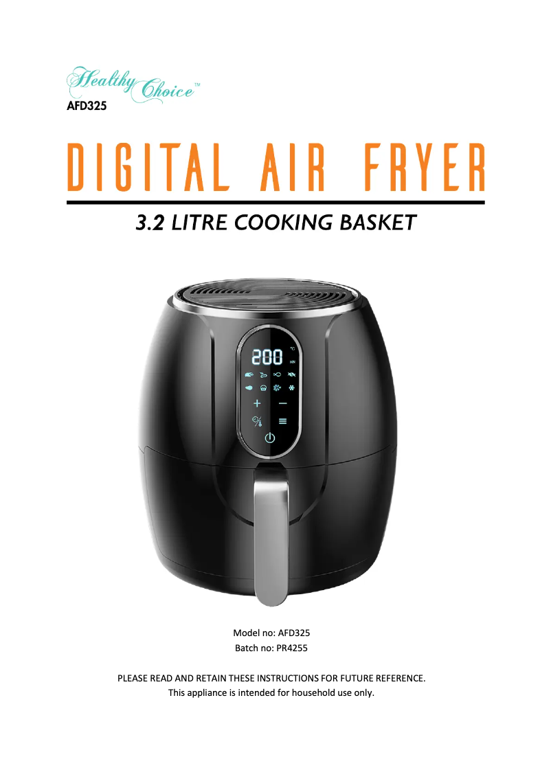 Page 1 de la notice Manuel utilisateur Lenoxx Healthy Choice AFD325