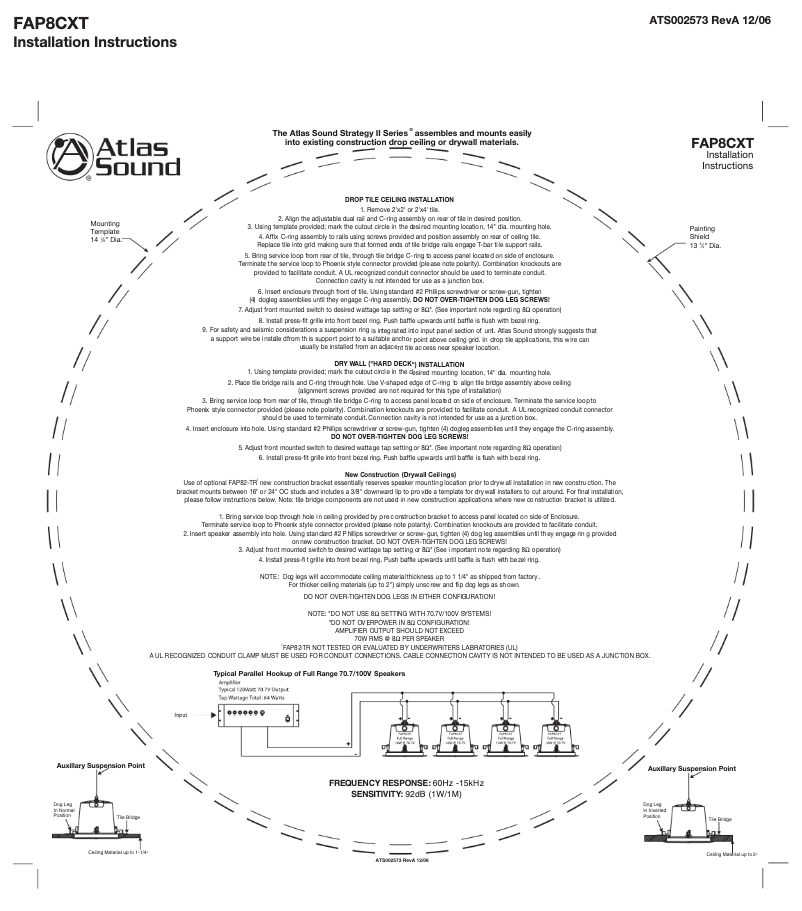 First page image of the manual for FAP8CXT