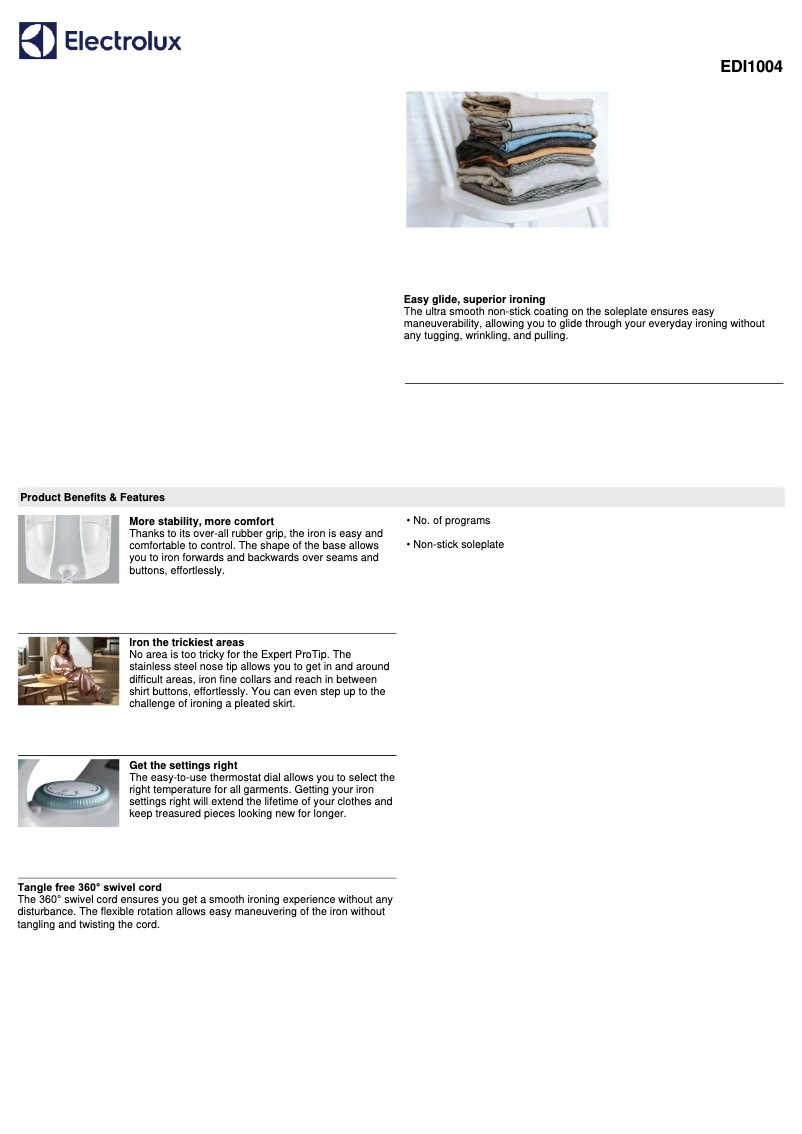 Image de la première page du manuel de l'appareil EasyLine EDI1004