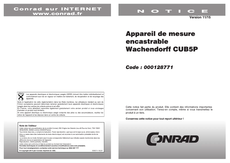 Page 1 de la notice Manuel utilisateur Wachendorff CUB5P