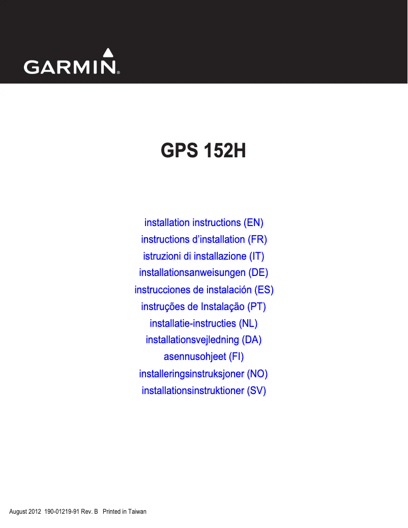 Page 1 de la notice Guide d'installation Garmin GPS 152H