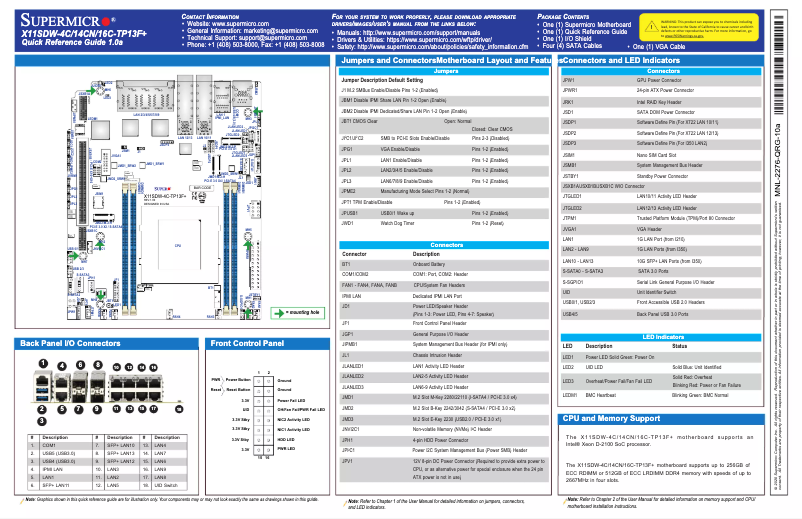 Image de la première page du manuel de l'appareil X11SDW-16C-TP13F+