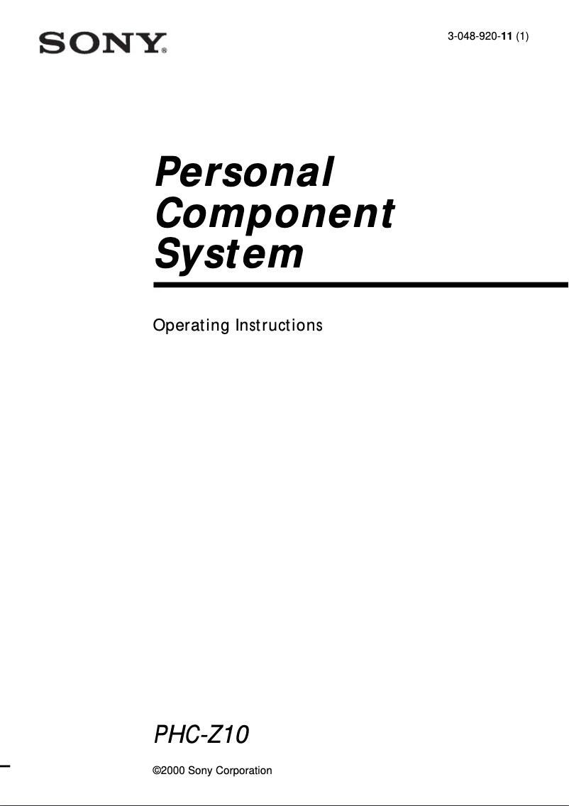 Page 1 de la notice Manuel utilisateur Sony PHC-Z10