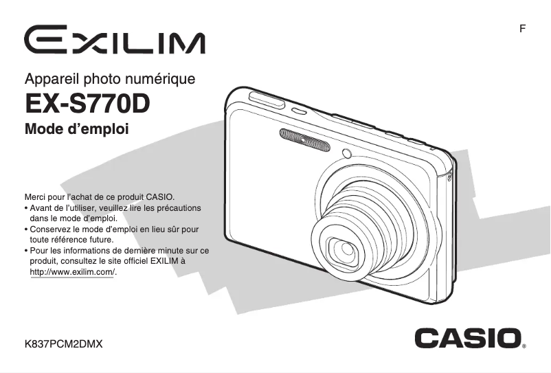 Page n°1 - Manuel utilisateur Casio Exilim EX-S770D