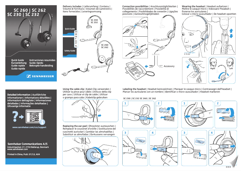 Page 1 de la notice Mode d'emploi Sennheiser SC 230