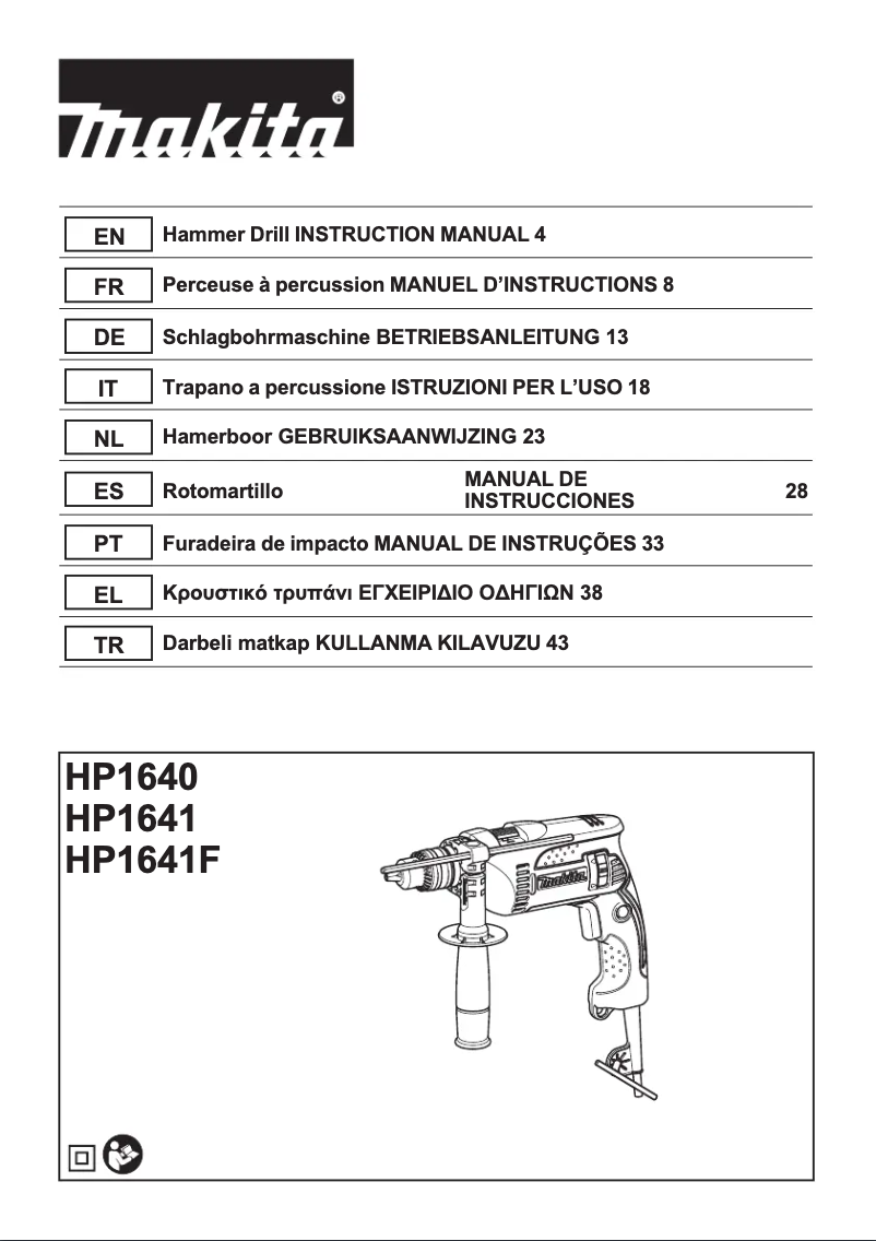Page n°1 - Manuel utilisateur Makita HP1640