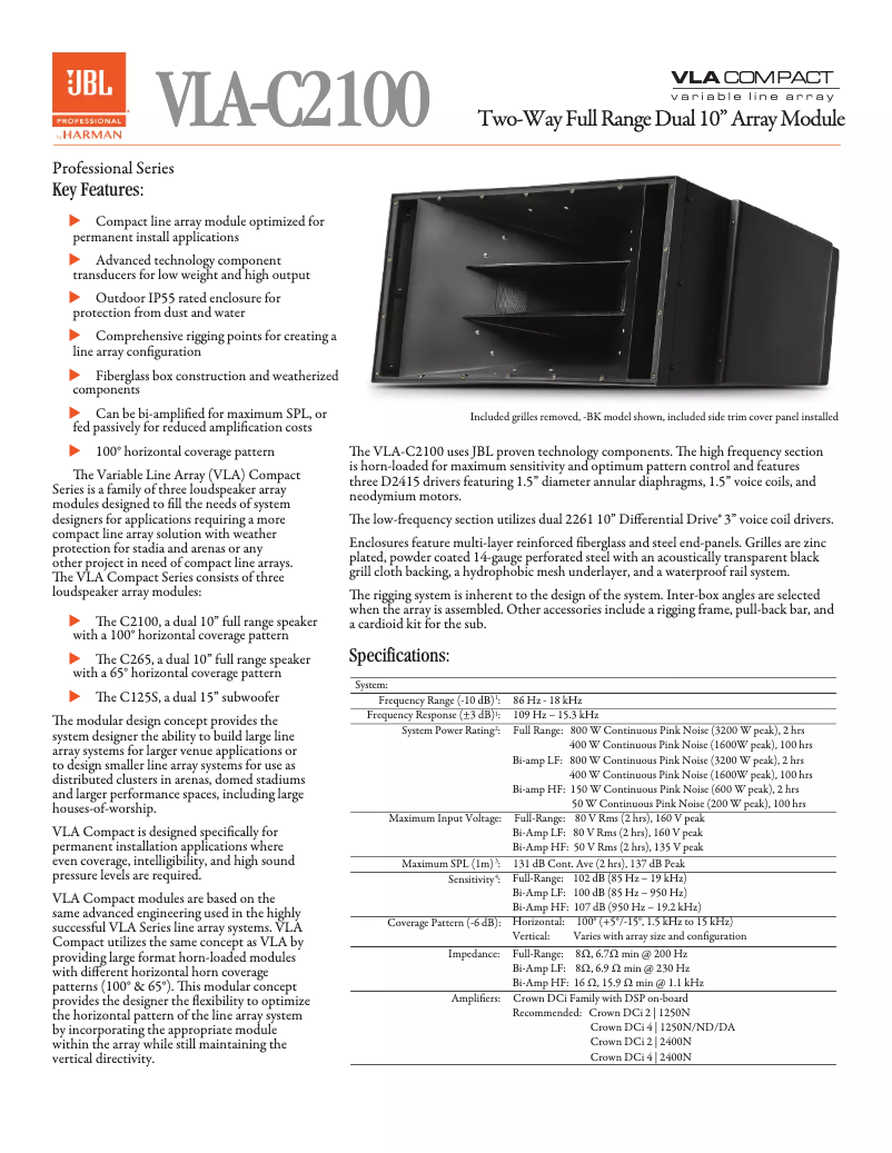 Image de la première page du manuel de l'appareil VLA-C2100