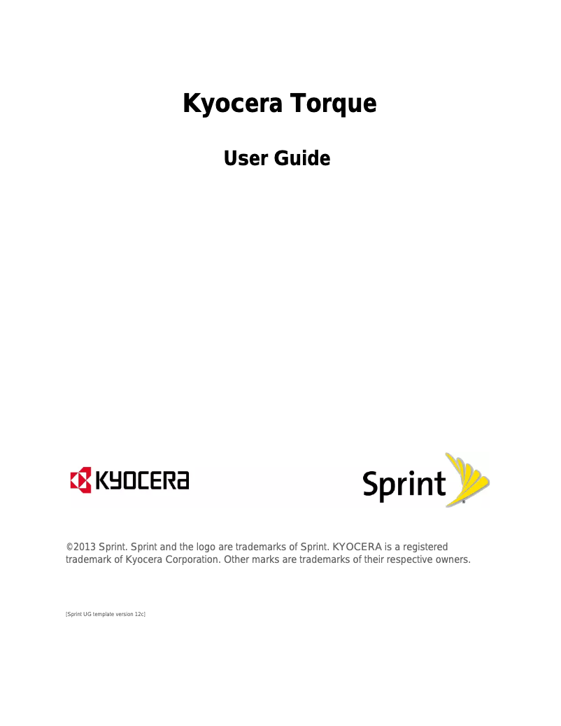 Page 1 de la notice Manuel utilisateur Kyocera Torque