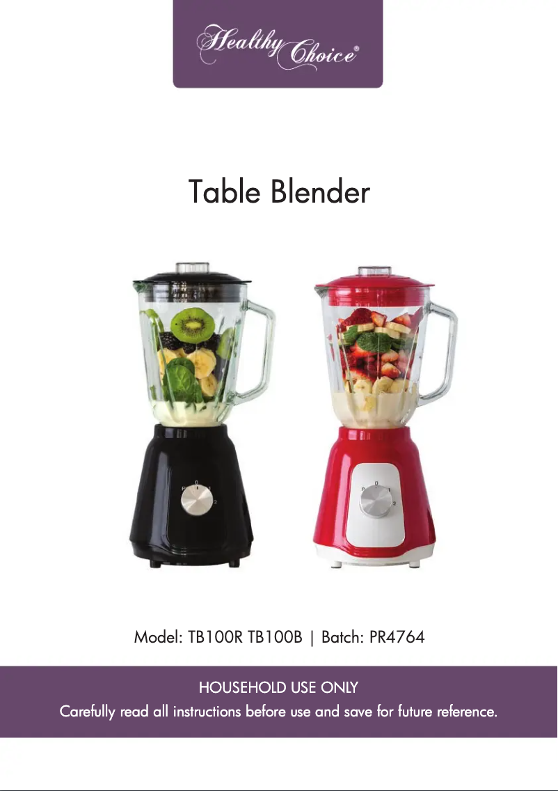 Image de la première page du manuel de l'appareil TB100B