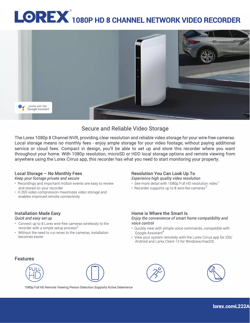 Page n°1 - Fiche technique Lorex L222A8