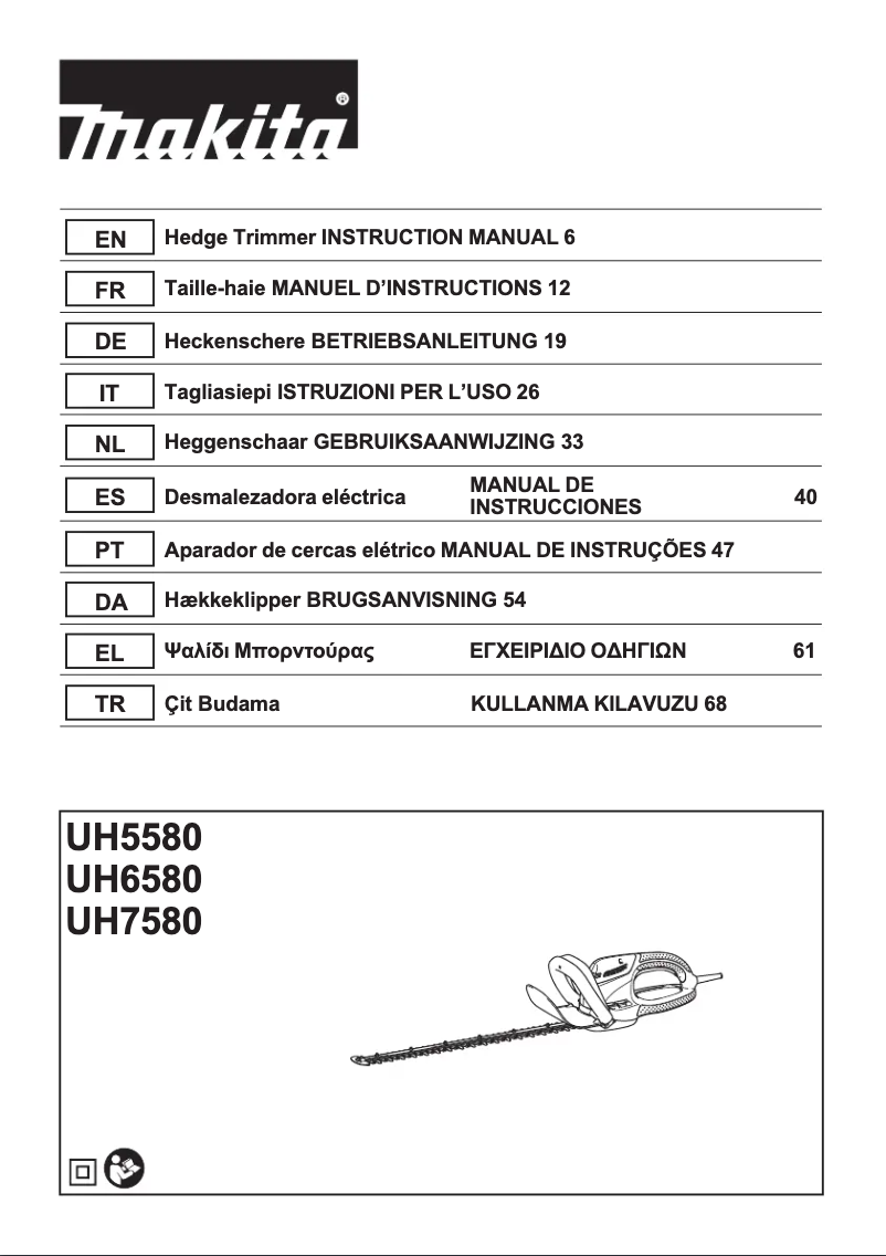 Page 1 de la notice Manuel utilisateur Makita UH7580