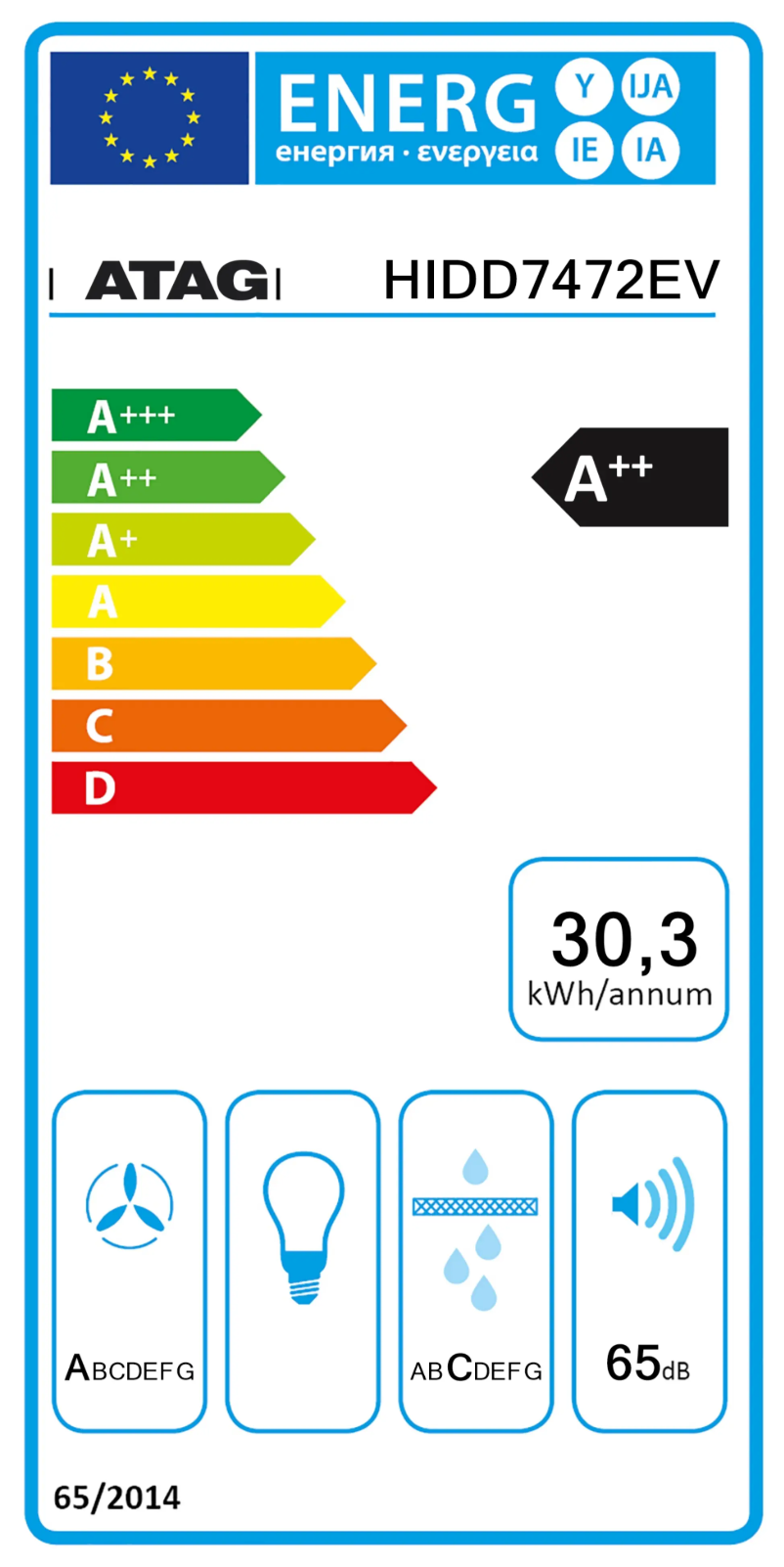 Page n°1 - Label énergétique Atag HIDD7472EV