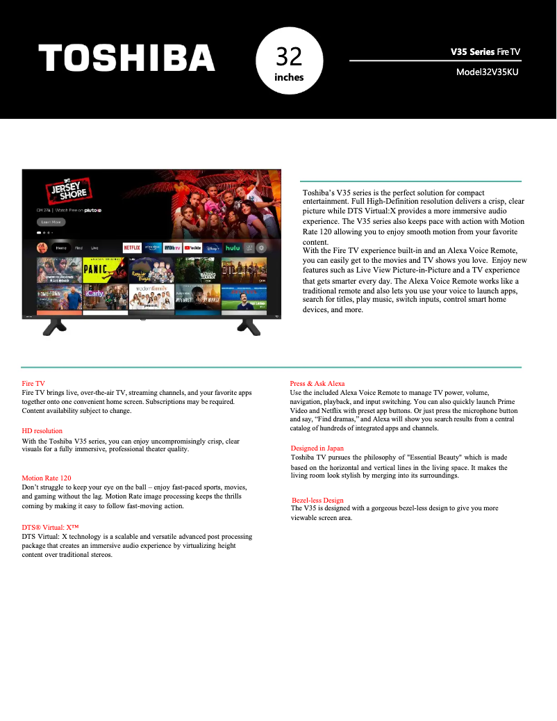 Page n°1 - Fiche technique Toshiba 32V35MU