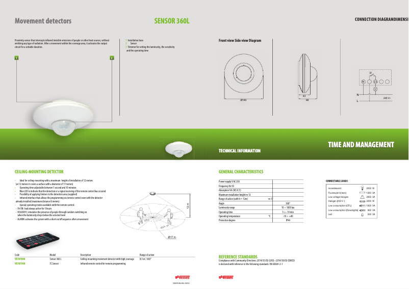 Page n°1 - Fiche technique Vemer Sensor 360L
