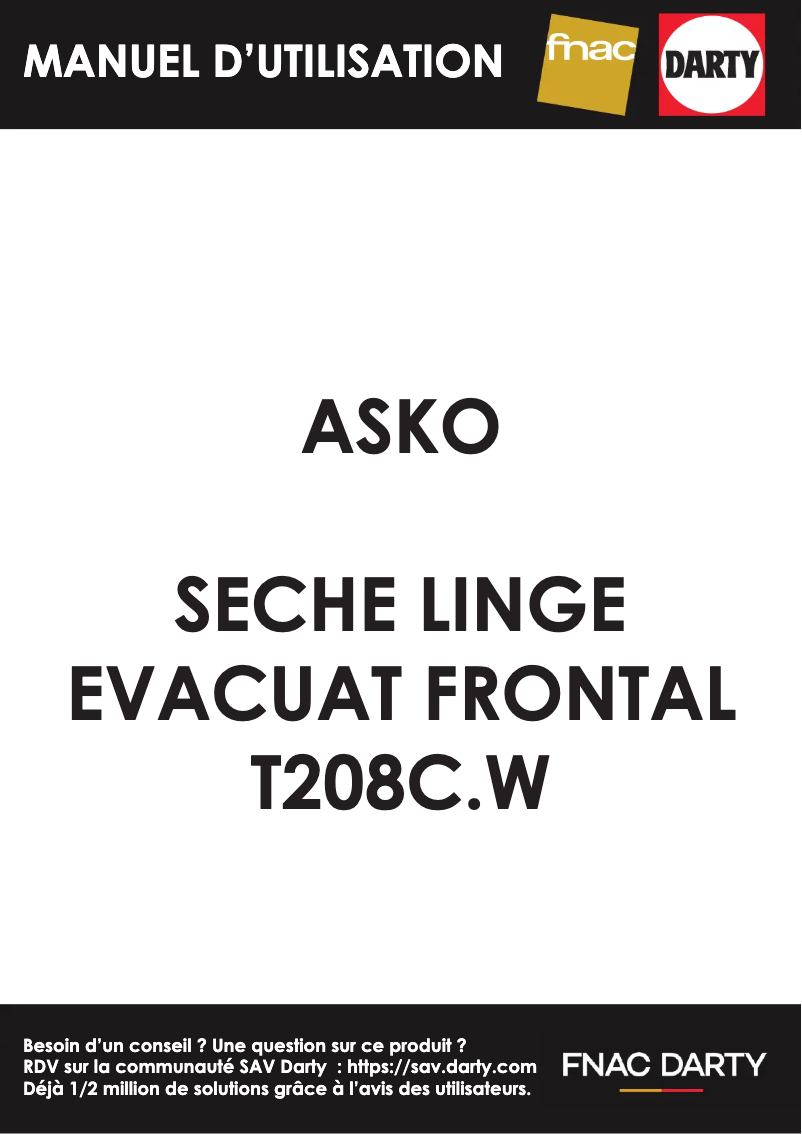 Page n°1 - Manuel utilisateur Asko T208CW