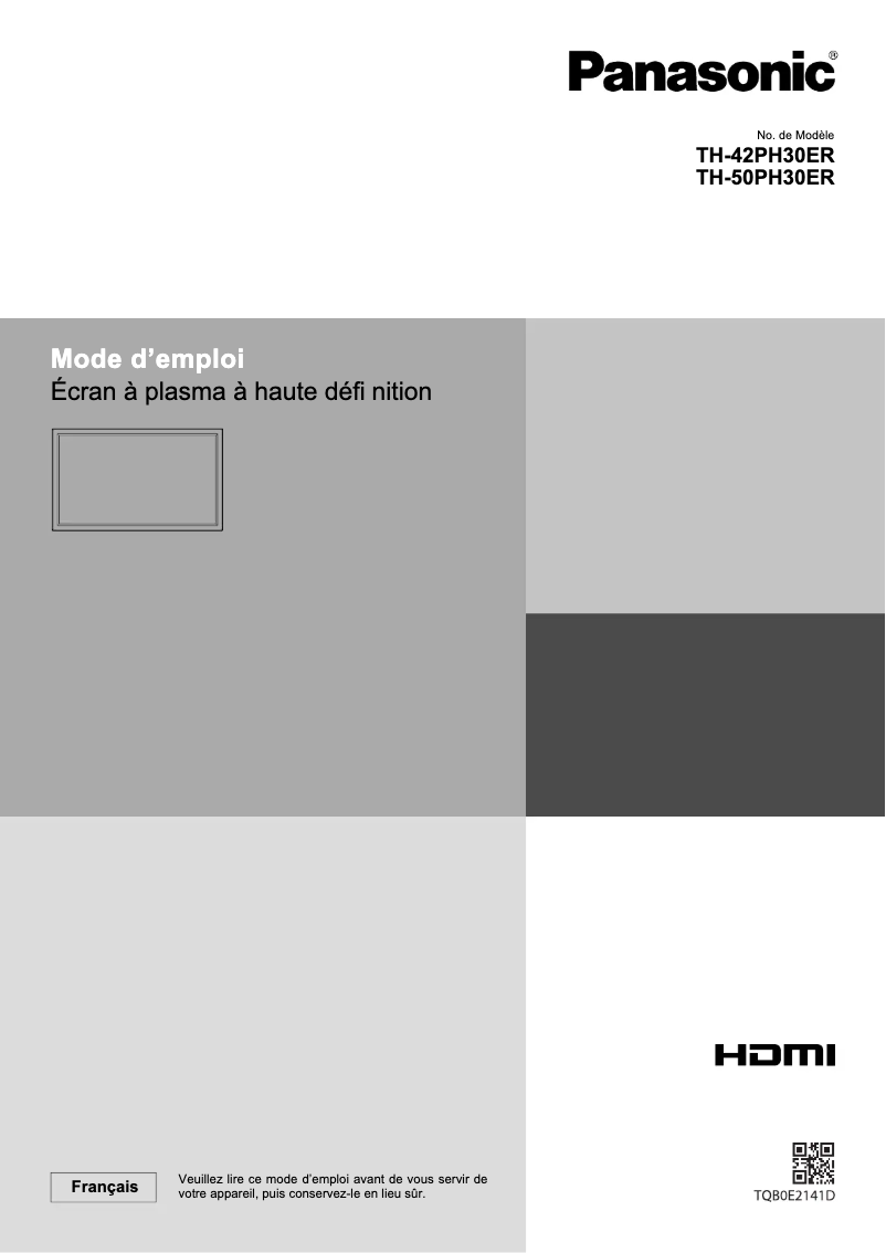 Página 1 del manual Manual de usuario Panasonic TH-42PH30ER