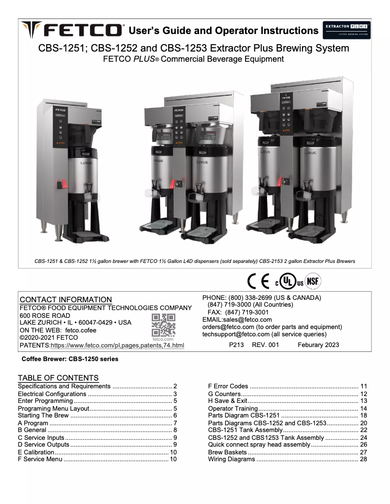 Page n°1 - Manuel utilisateur Fetco CBS-1251