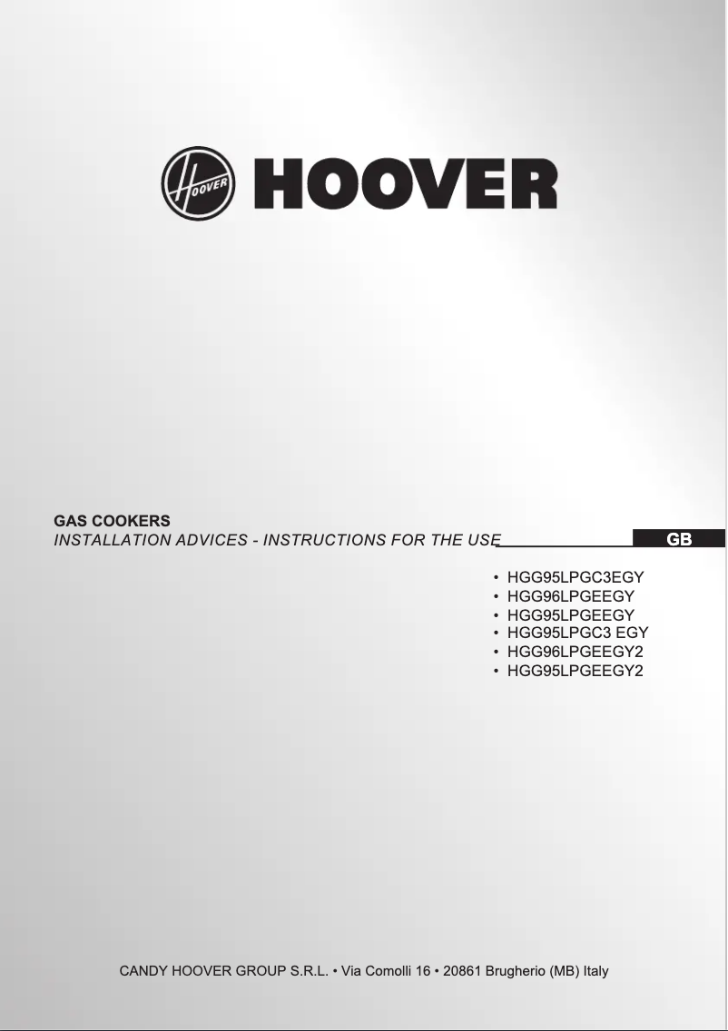 Page n°1 - Manuel utilisateur Hoover HGG96LPGEEGY2