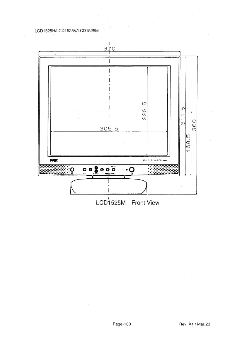 Imagen de la primera página del manual del dispositivo MultiSync LCD1525M