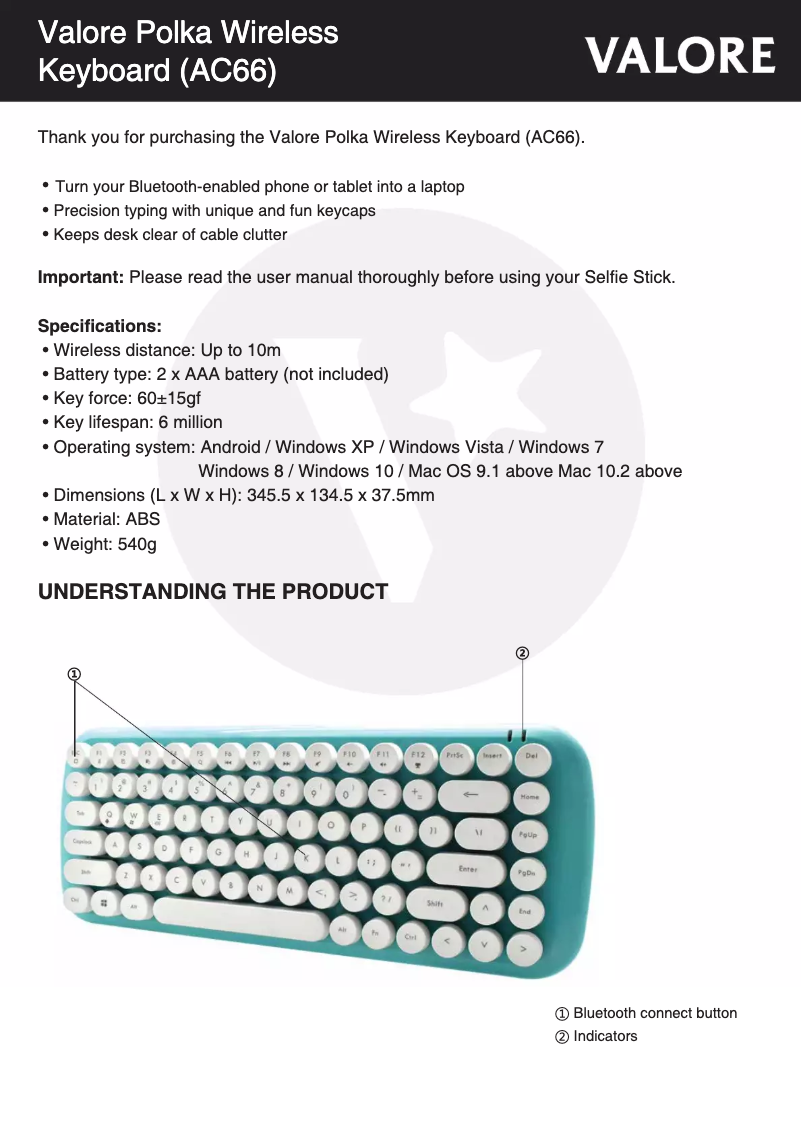 Image de la première page du manuel de l'appareil AC66