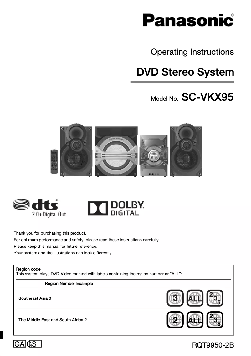 Page 1 de la notice Manuel utilisateur Panasonic SC-VKX95