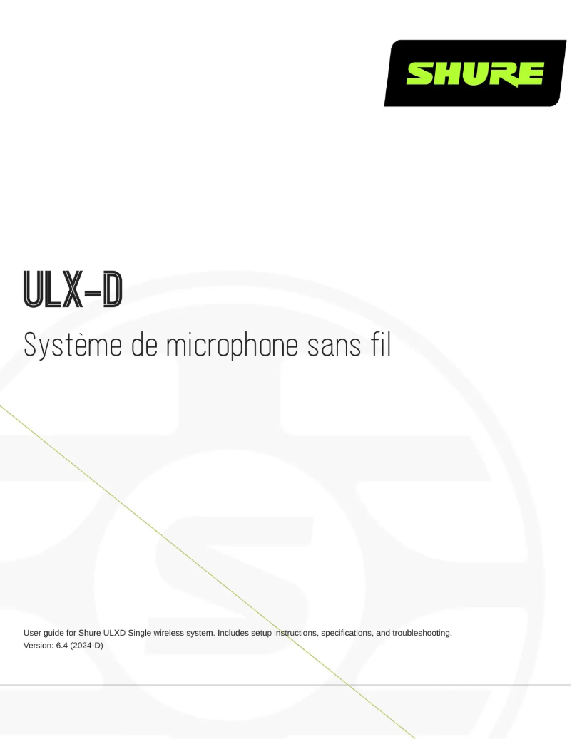 Page 1 de la notice Manuel utilisateur Shure ULX-D
