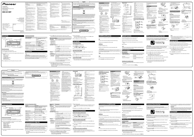 Image de la première page du manuel de l'appareil DEH-S510BT