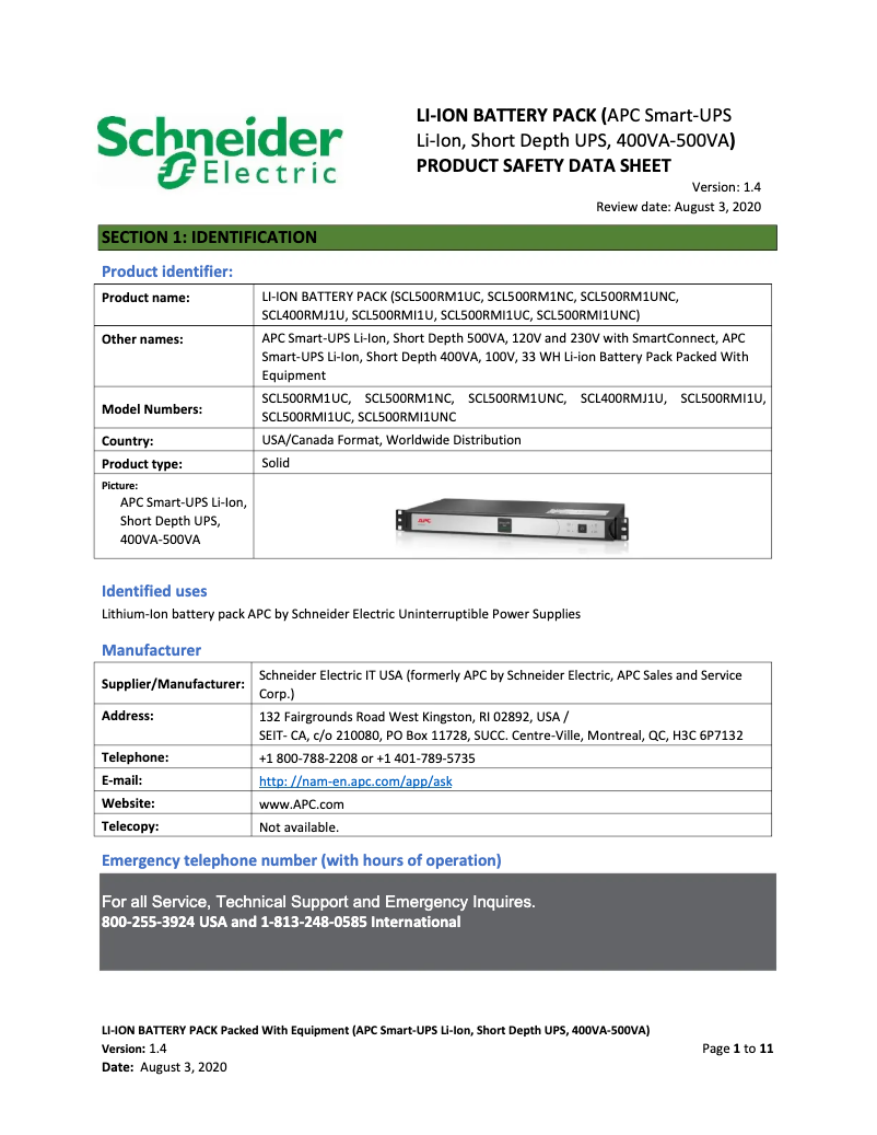 Page n°1 - Instructions / montage APC Smart-UPS SCL500RM1UNC