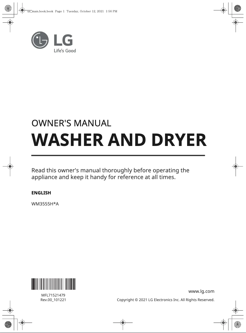 Image de la première page du manuel de l'appareil WM3555HWA