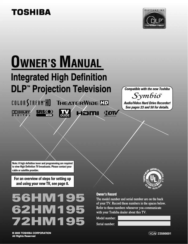 Page n°1 - Manuel utilisateur Toshiba 56MX195