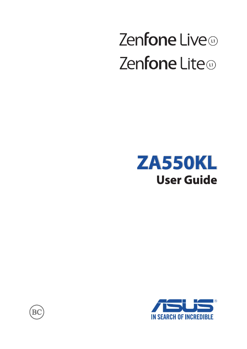 Page 1 de la notice Manuel utilisateur Asus ZenFone Live (L1) ZA550KL