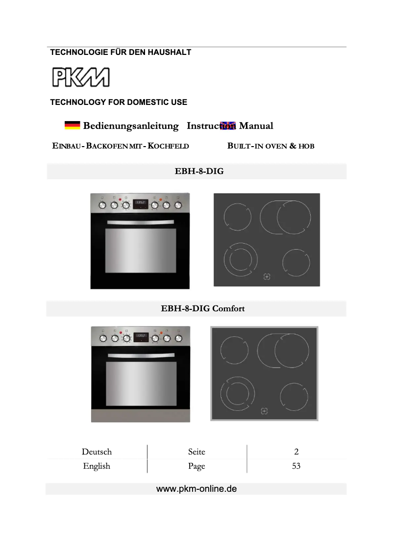 Image de la première page du manuel de l'appareil EBH-8-DIG Comfort