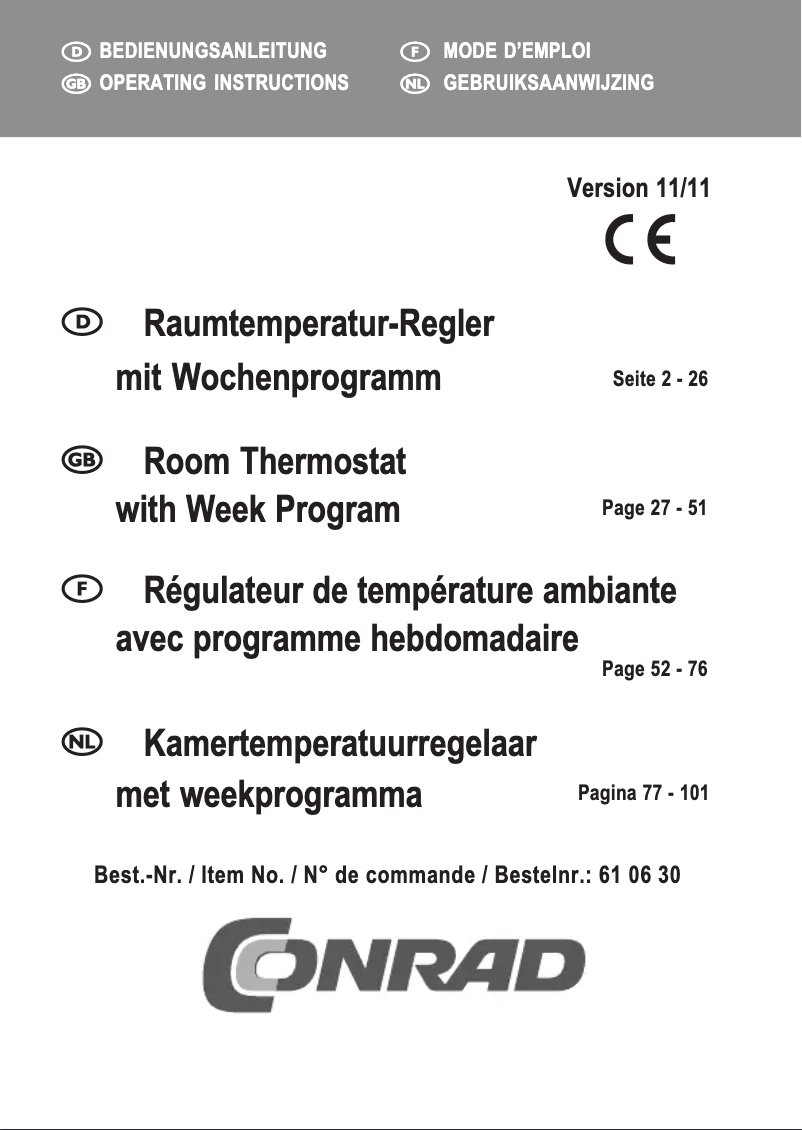 Page 1 de la notice Manuel utilisateur Conrad 610630