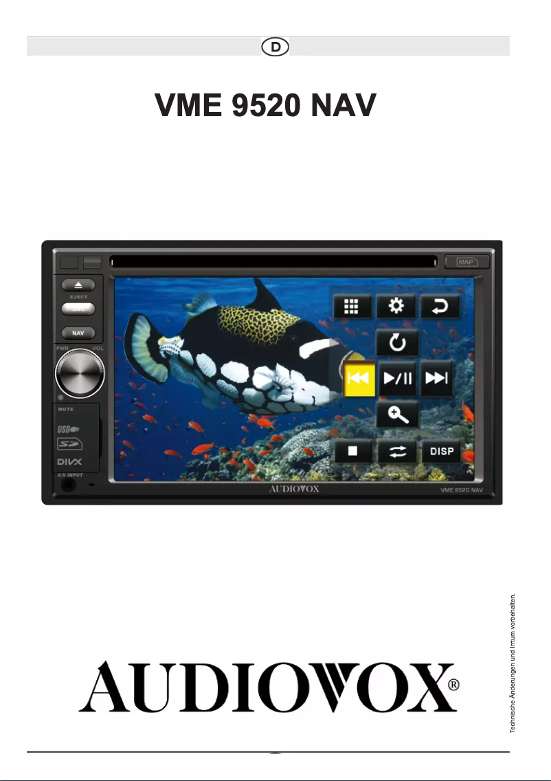 Page n°1 - Manuel utilisateur audiovox VME 9520NAV