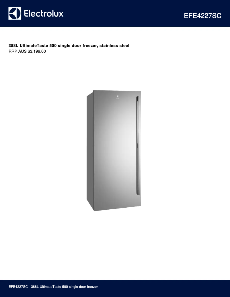 Page 1 de la notice Fiche technique Electrolux EFE4227SC