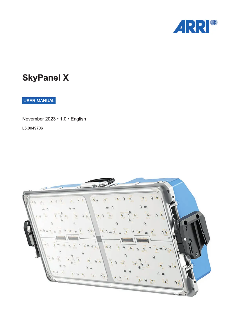 Page n°1 - Manuel utilisateur ARRI SkyPanel X22