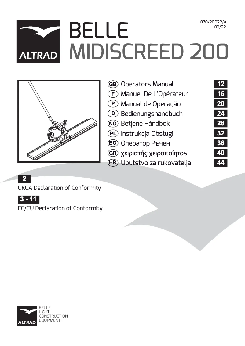 Page n°1 - Manuel utilisateur Lescha BELLE Midi Screed 200