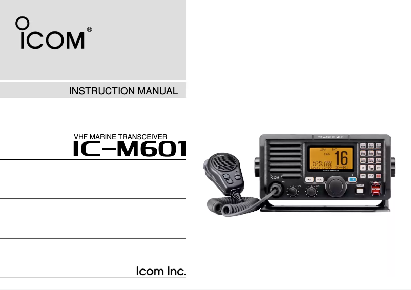 Page n°1 - Manuel utilisateur ICOM IC-M601