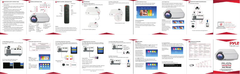 Page n°1 - Manuel utilisateur Pyle PRJG74