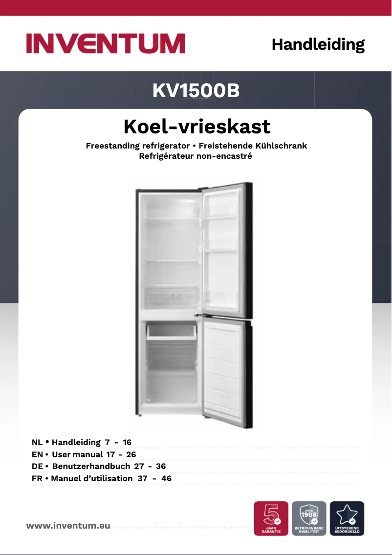 Page 1 de la notice Manuel utilisateur Inventum KV1500B