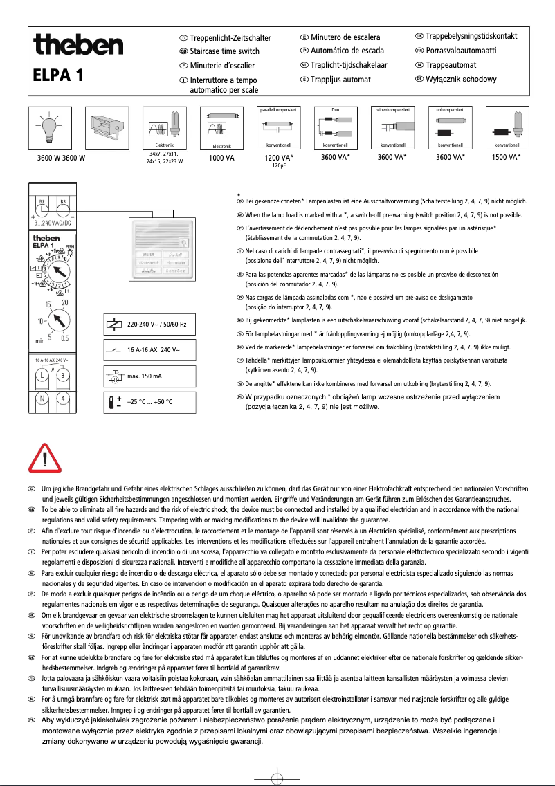 Image de la première page du manuel de l'appareil ELPA 1