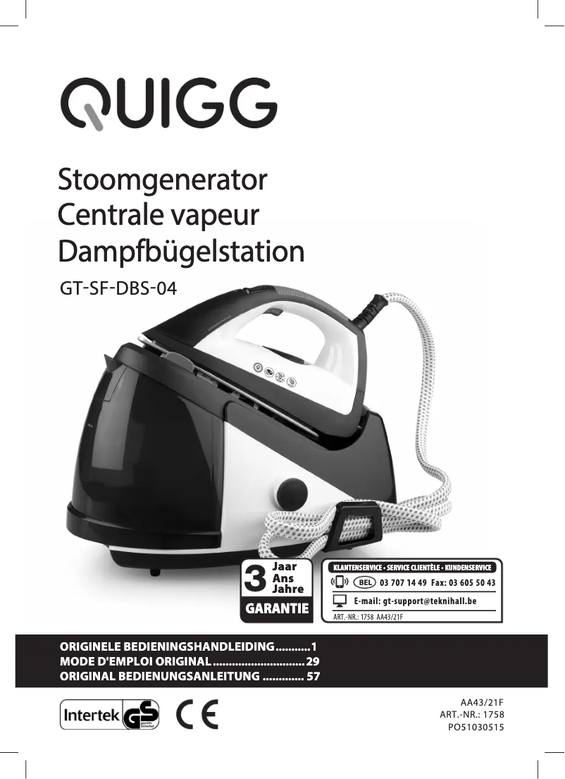 Page 1 de la notice Manuel utilisateur Quigg GT-SF-DBS-04