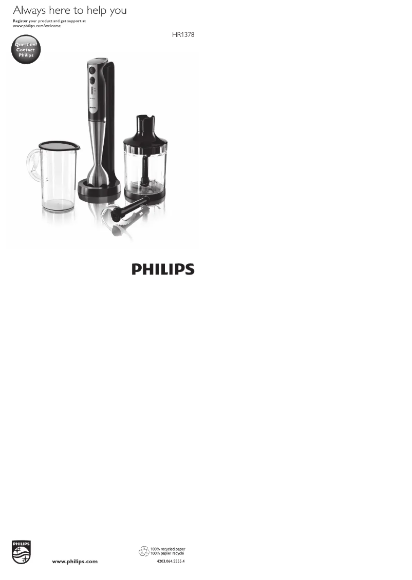 Page 1 of the manual User Manual Philips Aluminium Collection HR1378