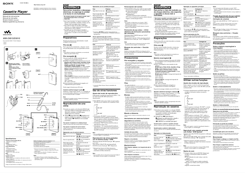 Page n°1 - Manuel utilisateur Sony Walkman WM-EX615