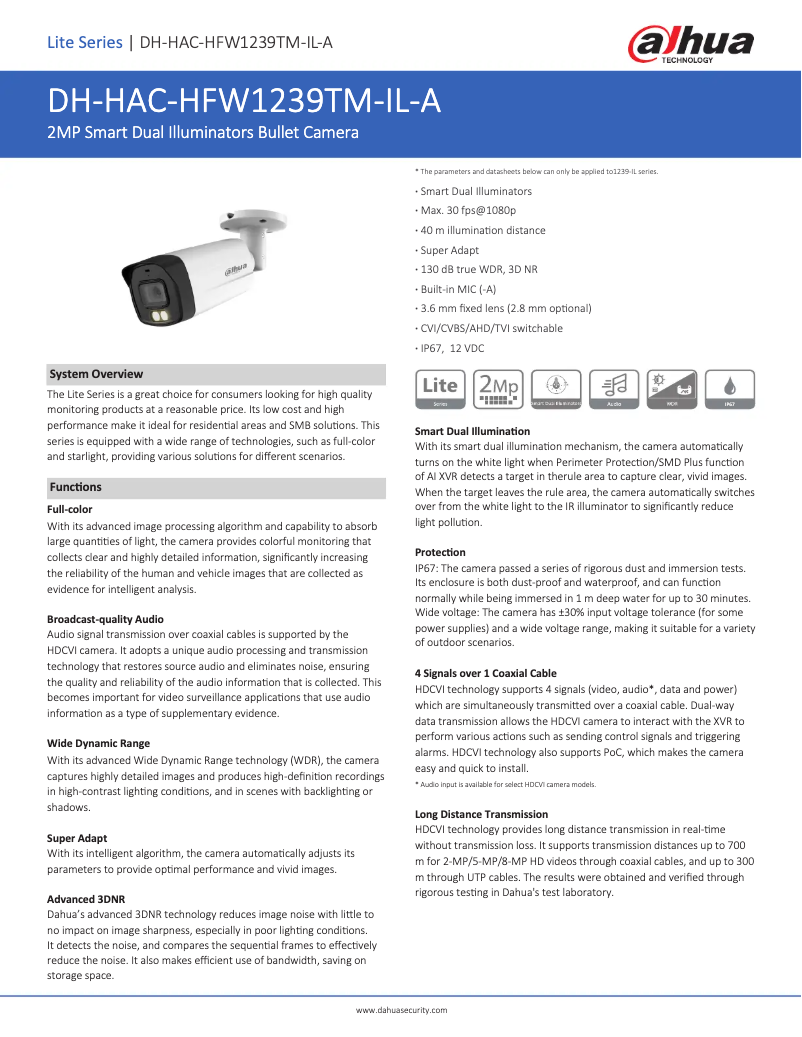 Image de la première page du manuel de l'appareil HAC-HFW1239TM-IL-A