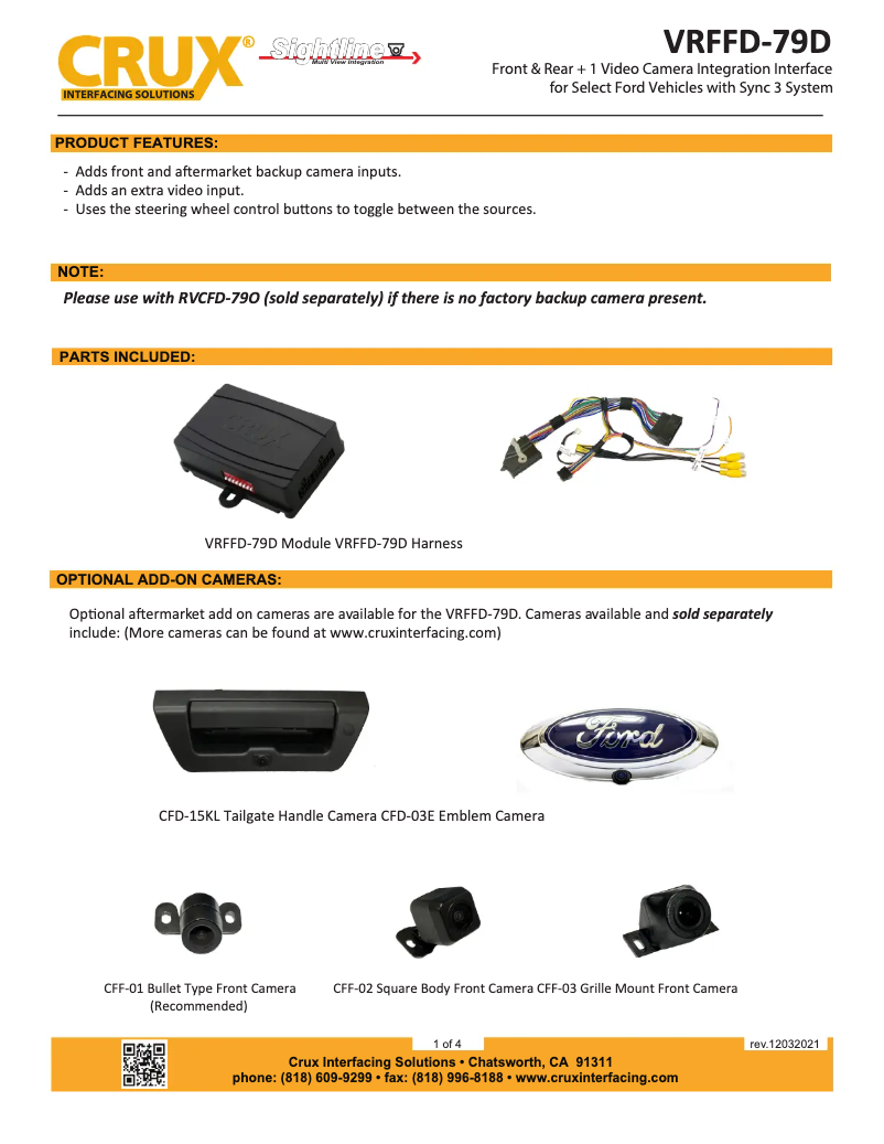 Page n°1 - Manuel utilisateur CRUX VRFFD-79D