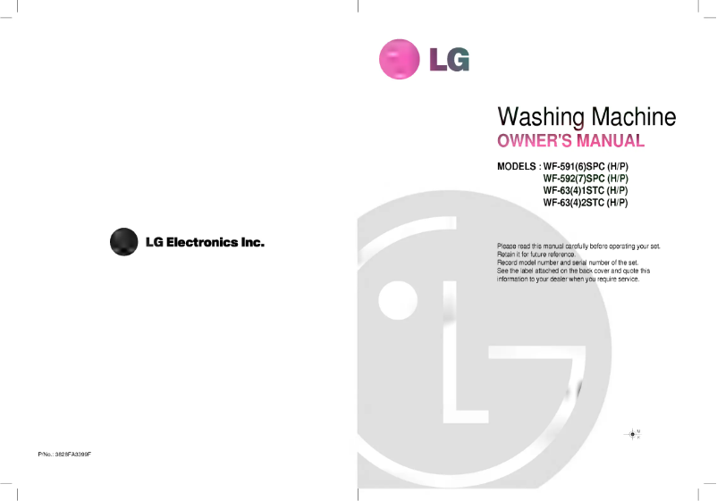 Page n°1 - Manuel utilisateur LG WF-592SPP