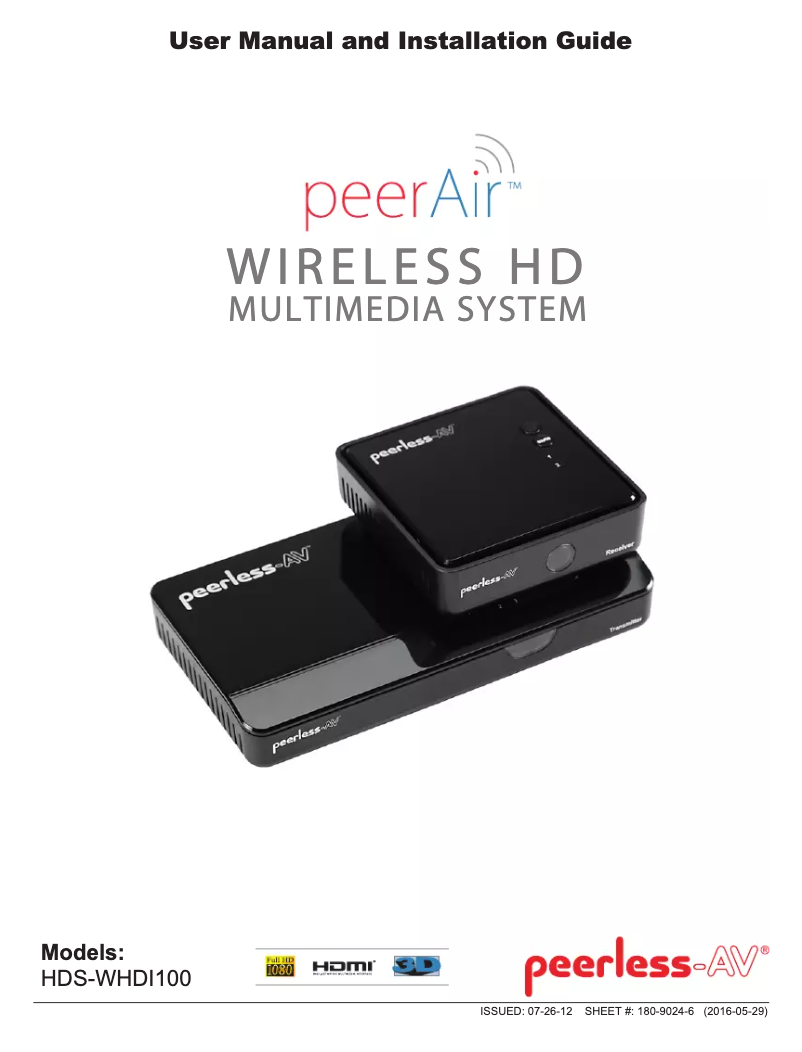 Page 1 de la notice Manuel utilisateur Peerless-AV HDS-WHDI100
